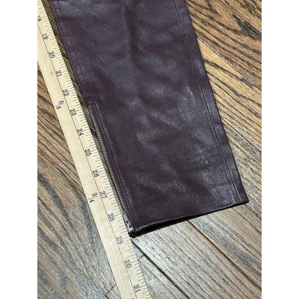 BLK DNM Women's Dark Violet Mid Rise Slim Fit Leather Skinny Ankle Pants Size 28 - Picture 8 of 10